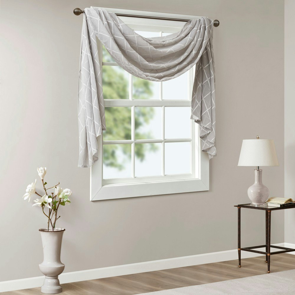 144"x50" Clarissa Diamond Sheer Embroidered Window Scarf: $19.79 144"x50" Clarissa Diamond Sheer Embroidered Window Scarf: $19.79