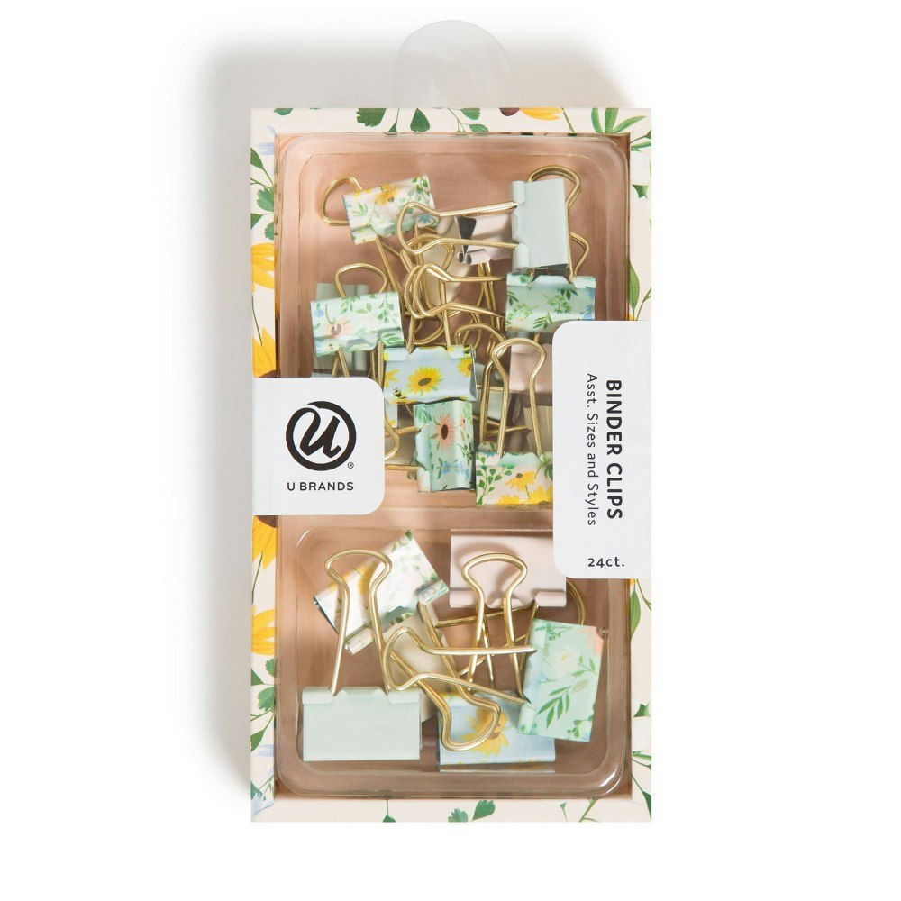 U Brands Vintage Sunflower Binder Clips 24-Pack: $4.99 U Brands Vintage Sunflower Binder Clips 24-Pack: $4.99