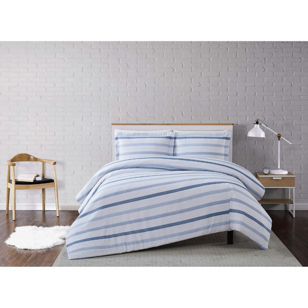 King 3-Piece Waffle Stripe Duvet Cover Set: $69.99
