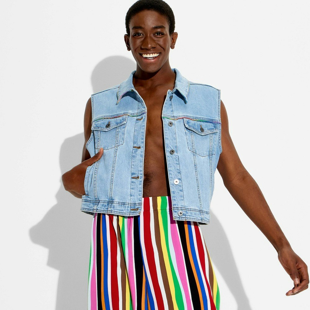 Pride Adult Light Blue Denim Vest: $40