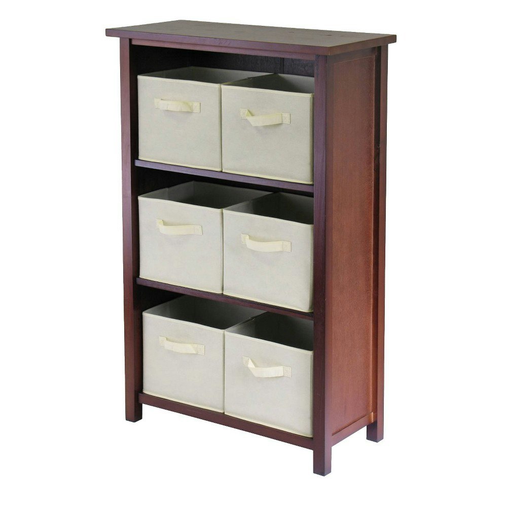Winsome Verona 7-Piece Storage Shelf with Folding Fabric Baskets: $127.99