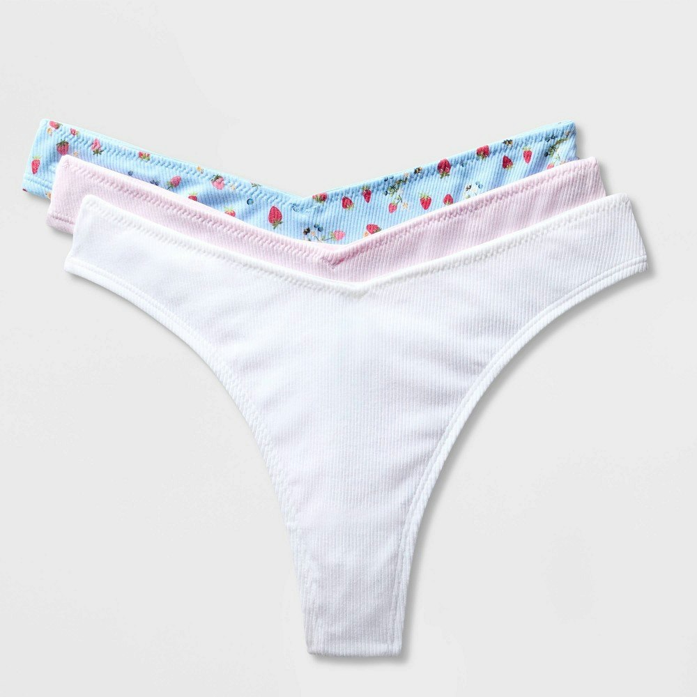 Wild Fable Women's Cotton Ribbed Thong Underwear 3-Pack: $15 Wild Fable Women's Cotton Ribbed Thong Underwear 3-Pack: $15