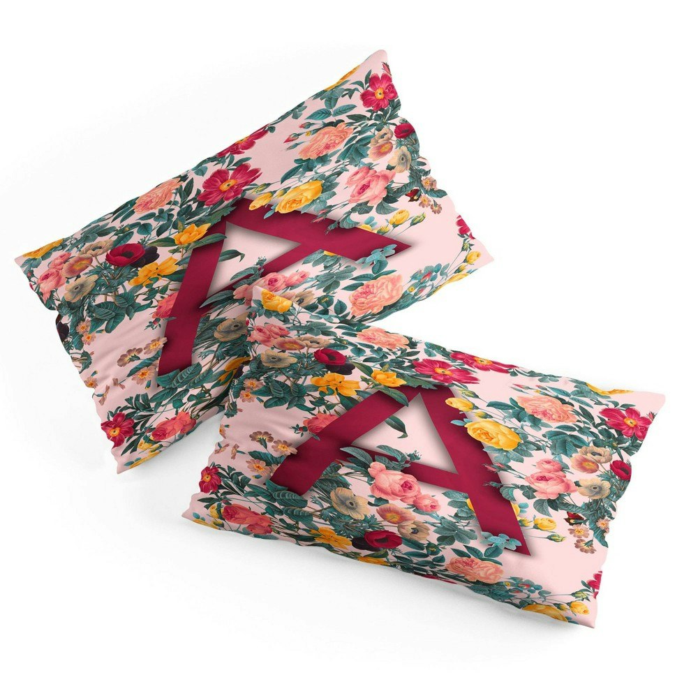 Deny Designs Burcu Korkmazyurek Summer Botanical Monogram King Pillow Shams: $35.49