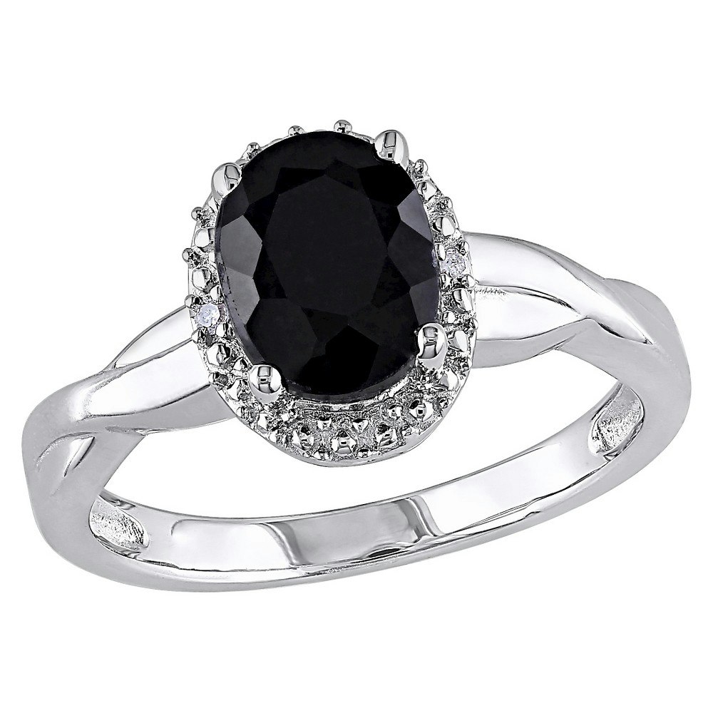 1 3/5-Carat Oval Black Sapphire and 0.01-Carat Diamond Silver Ring: $35 1 3/5-Carat Oval Black Sapphire and 0.01-Carat Diamond Silver Ring: $35