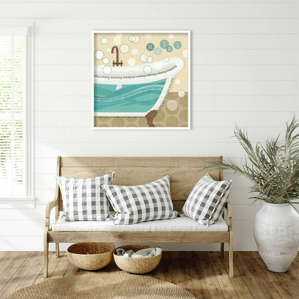Amanti Art 33"x33" Bathroom Bubbles II Wood Framed Wall Art Print: $252.99
