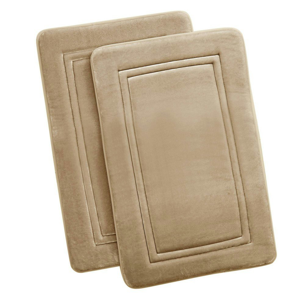 Truly Calm 17"x24" HeiQ Antimicrobial Memory Foam Bath Rug 2-Pack: $26.99