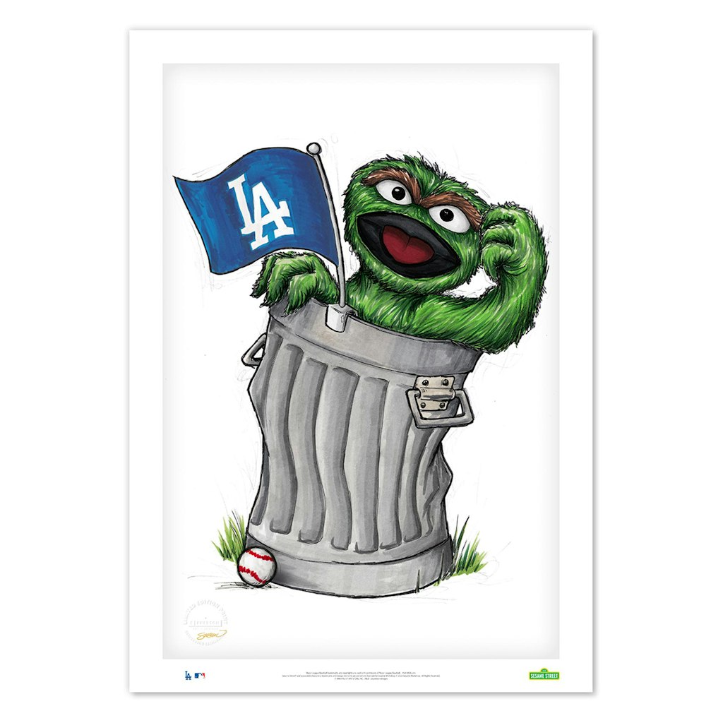 Oscar the Grouch Los Angeles Dodgers 14" x 20" Fine Art Print: $79.99
