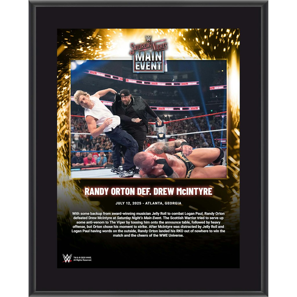 Randy Orton WWE 10.5" x 13" Saturday Night's Main Event Sublimated Plaque: $29.99 Randy Orton WWE 10.5" x 13" Saturday Night's Main Event Sublimated Plaque: $29.99