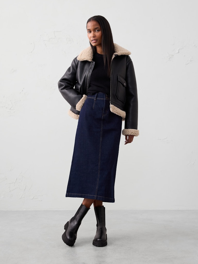 Denim Pleated Maxi Skirt: $84.97 Denim Pleated Maxi Skirt: $84.97