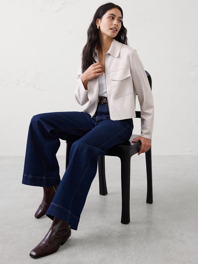 Vegan Suede Cropped Jacket: $56 Vegan Suede Cropped Jacket: $56