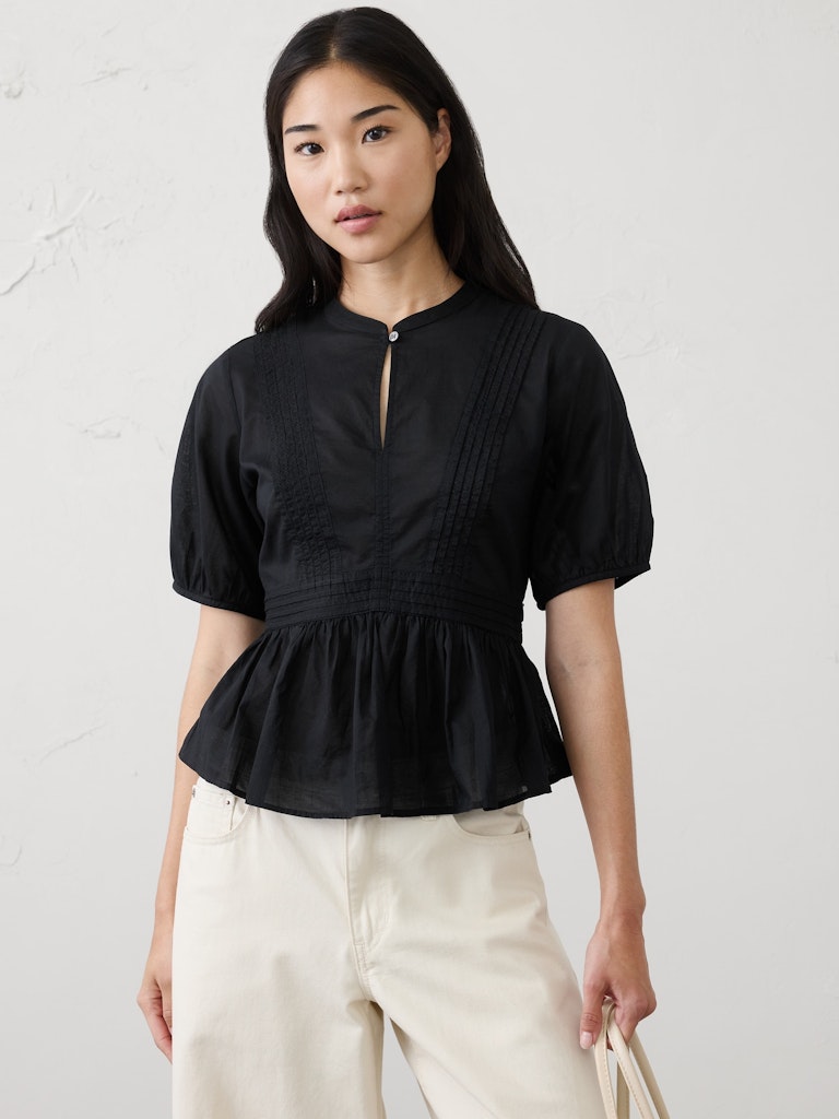 Picot Peplum-Hem Top: $42.50 Picot Peplum-Hem Top: $42.50