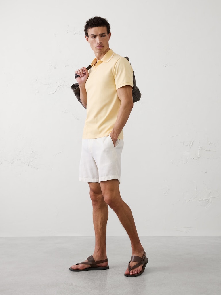 Standard-Fit Luxe Touch Johnny-Collar Polo: $26 Standard-Fit Luxe Touch Johnny-Collar Polo: $26