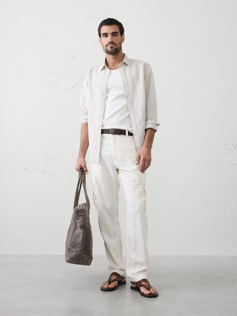 Slim-Straight Linen-Blend Cargo Pants: $76.97 Slim-Straight Linen-Blend Cargo Pants: $76.97
