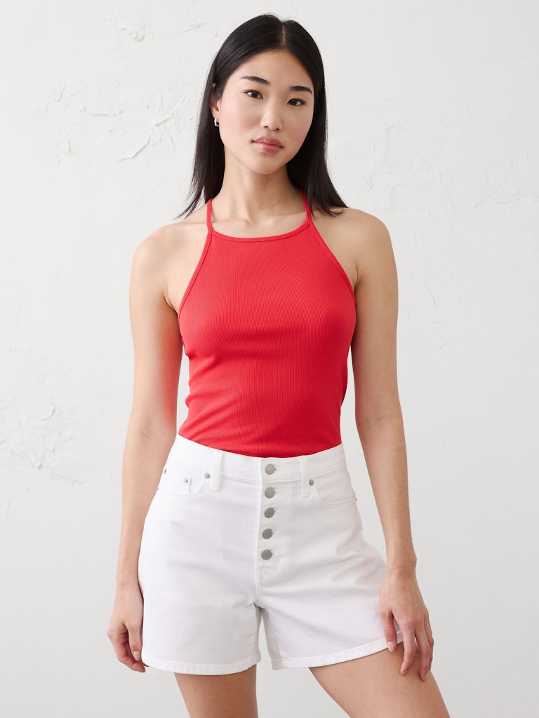 Ribbed Strappy Racer-Back Top: $12 Ribbed Strappy Racer-Back Top: $12