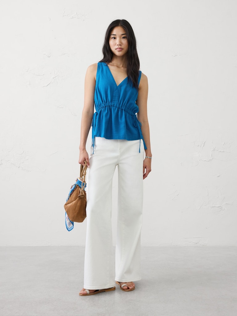 Linen-Blend Side-Tie Top: $37.50 Linen-Blend Side-Tie Top: $37.50