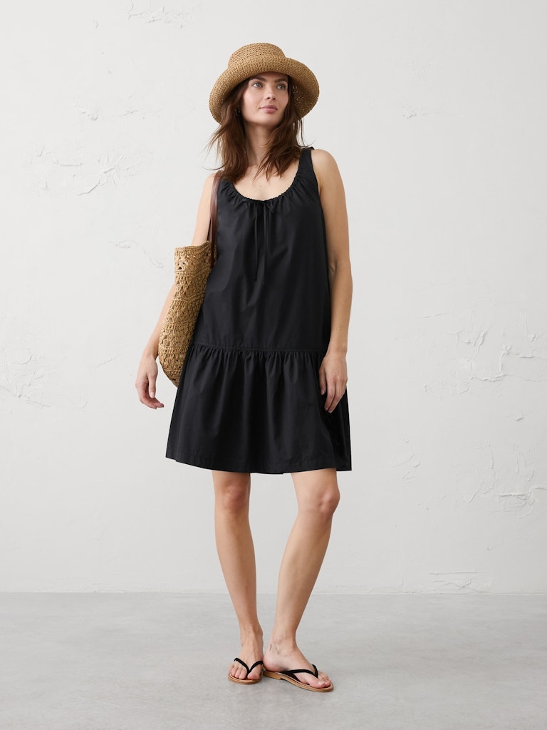 Poplin Tiered Above-Knee Dress: $48 Poplin Tiered Above-Knee Dress: $48