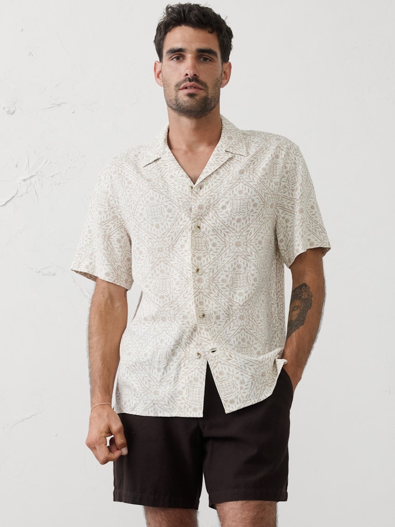 Standard-Fit Linen-Blend Resort Shirt: $30 Standard-Fit Linen-Blend Resort Shirt: $30