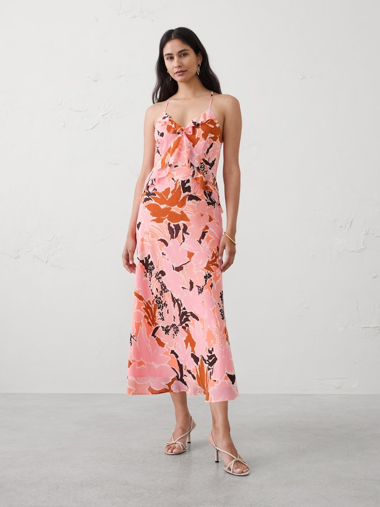 Chiffon Bias Ruffle Midi Dress: $80 Chiffon Bias Ruffle Midi Dress: $80