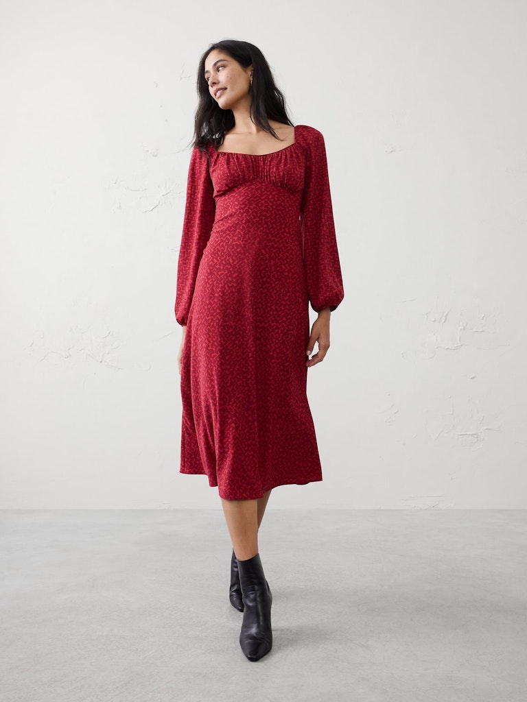 Shirred Bodice Midi Dress: $39.97