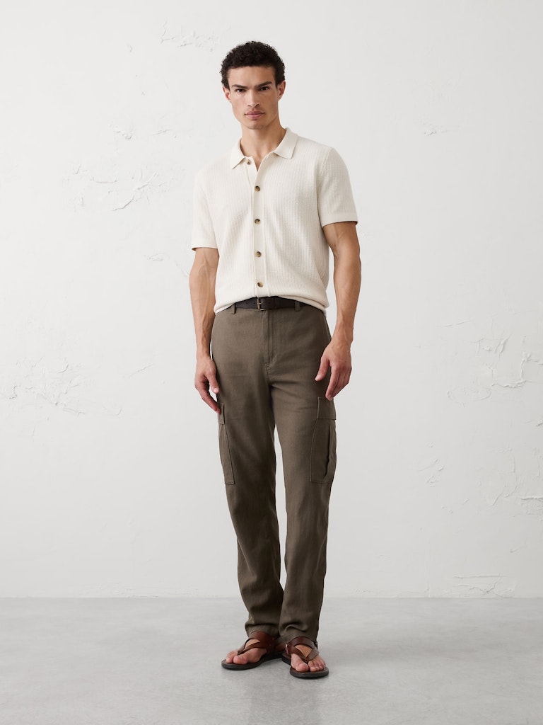 Slim-Straight Linen-Blend Cargo Pants: $46 Slim-Straight Linen-Blend Cargo Pants: $46