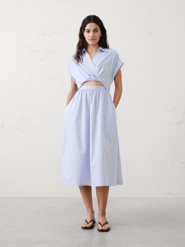 Cutout Poplin Midi Dress: $75 Cutout Poplin Midi Dress: $75