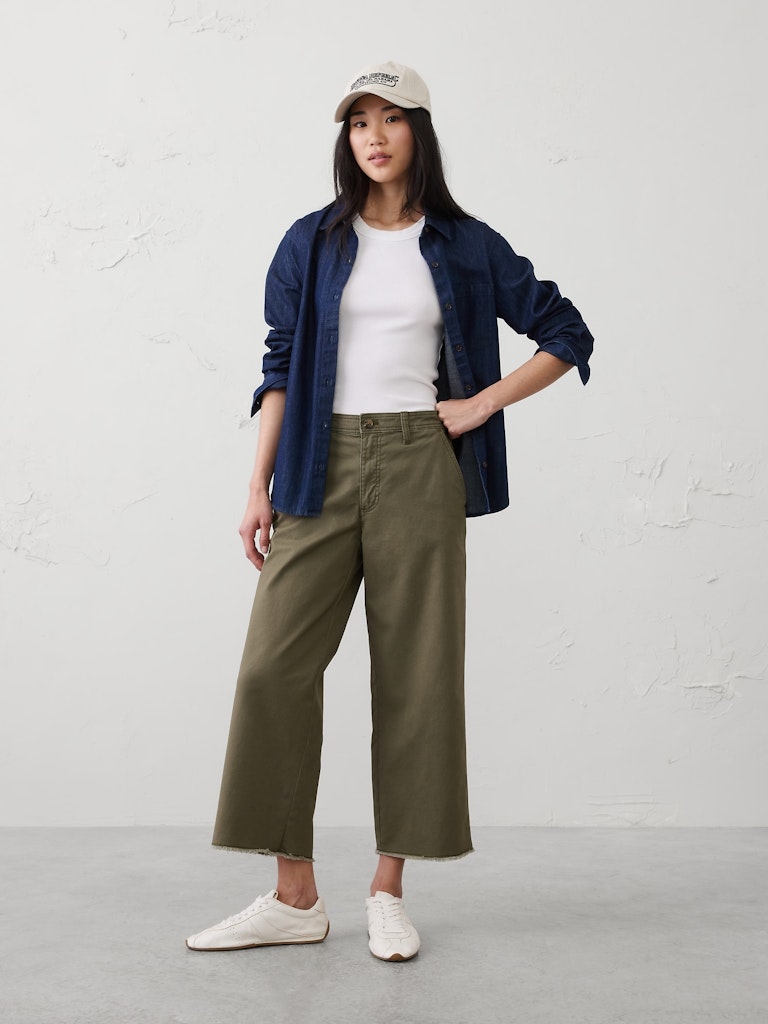 Wide-Leg High-Rise Cropped Chino Pants: $45 Wide-Leg High-Rise Cropped Chino Pants: $45