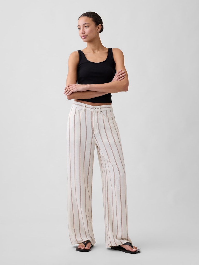 High Rise Linen-Blend Wide-Leg Pants: $27.99