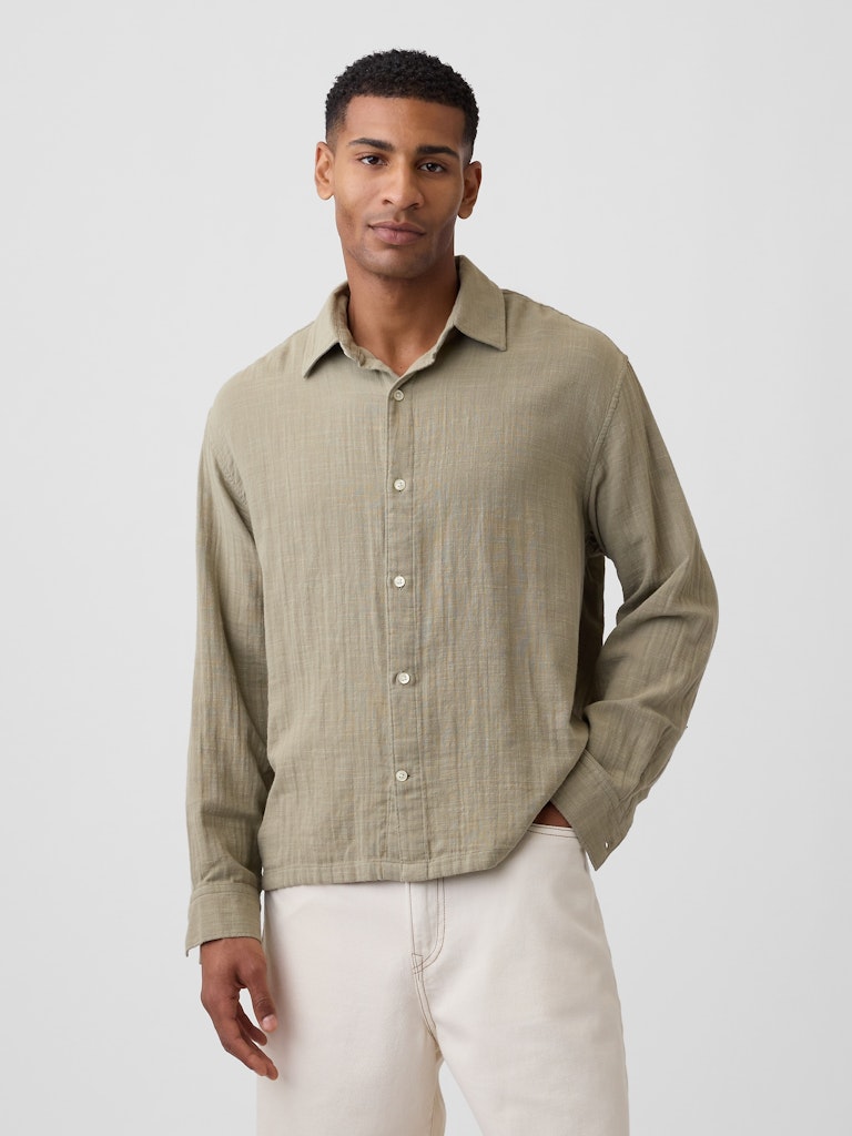Gauze Boxy Fit Shirt: $35.99 Gauze Boxy Fit Shirt: $35.99
