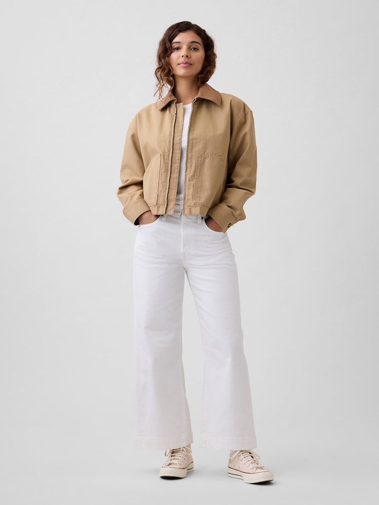 High Rise Wide-Leg Crop Jeans: $47.99
