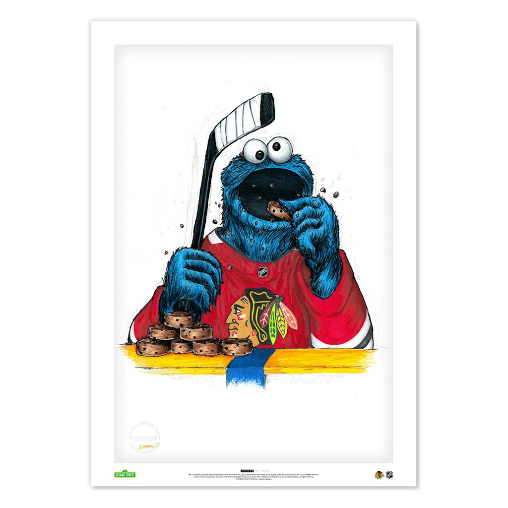 Cookie Monster Chicago Blackhawks 24" x 36" Fine Art Print: $159.99