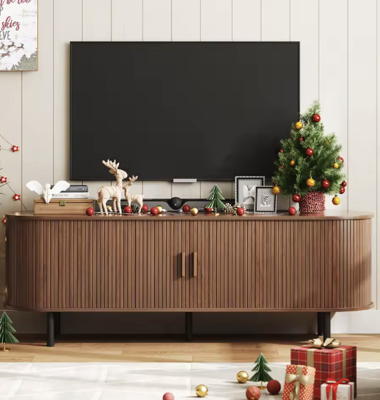 69" TV Stand w/ Power Outlet & Storage Drawer: $101