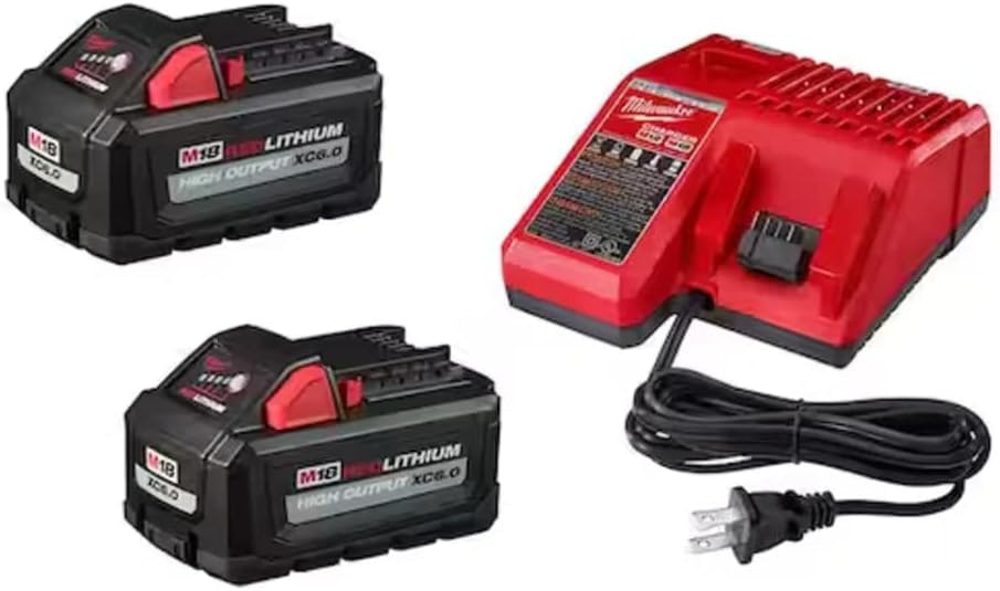 Milwaukee M18 RedLithium High Output XC 6.0 Ah 2-Battery Starter Kit: $188