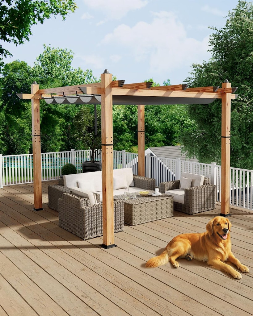 Kybolt 10-Foot Aluminum Pergola w/ Retractable Canopy: $170