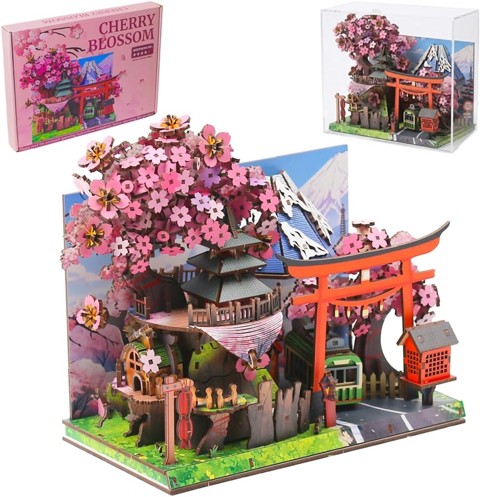 Insgen Japanese Cherry Blossom Booknook Kit with Dust Cover: $21.49