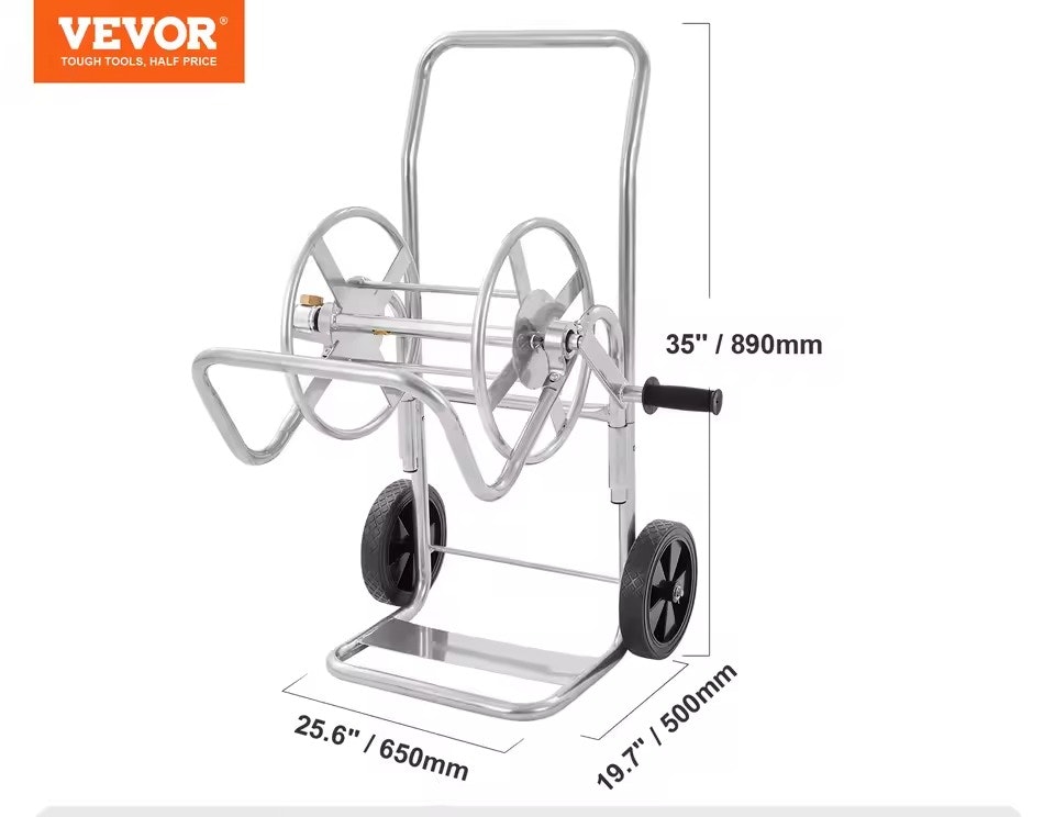 Vevor SucceBuy 200-Foot Hose Reel Cart: $52.44