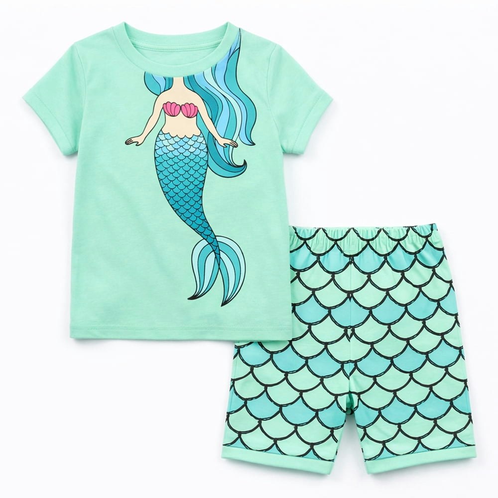 Rimyaw Toddler Girls Mermaid Pajama Set: $12.49 Rimyaw Toddler Girls Mermaid Pajama Set: $12.49