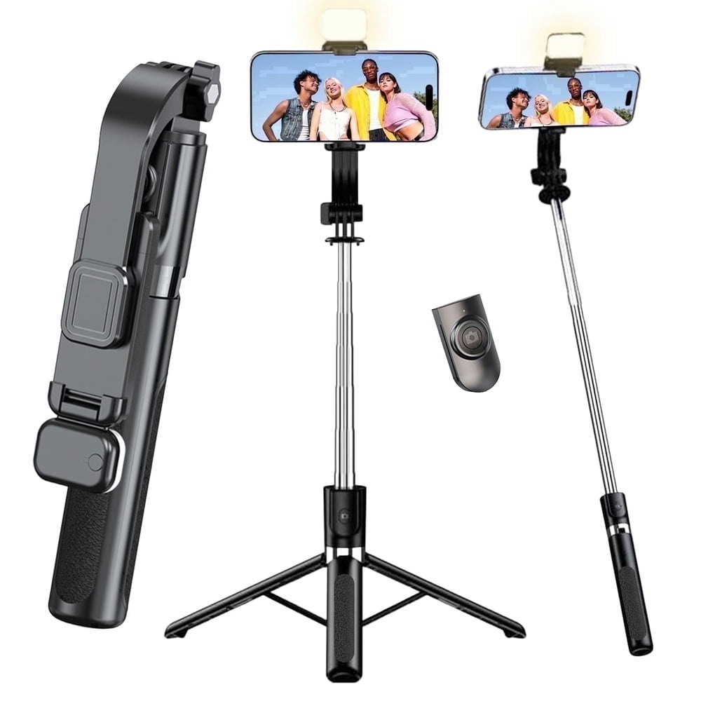 47-Inch Extendable Phone Tripod Stand with Light and Remote: $14.89 47-Inch Extendable Phone Tripod Stand with Light and Remote: $14.89