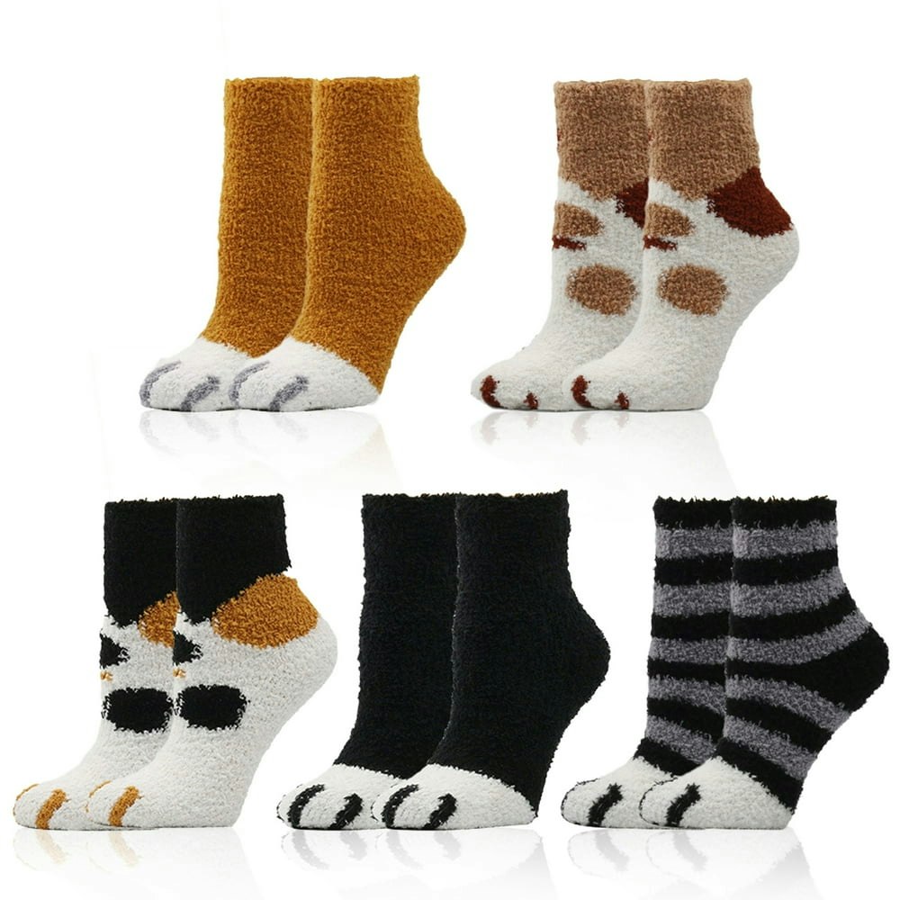 Translink Women's Fuzzy Cat Slipper Socks 6-Pack: $8.97