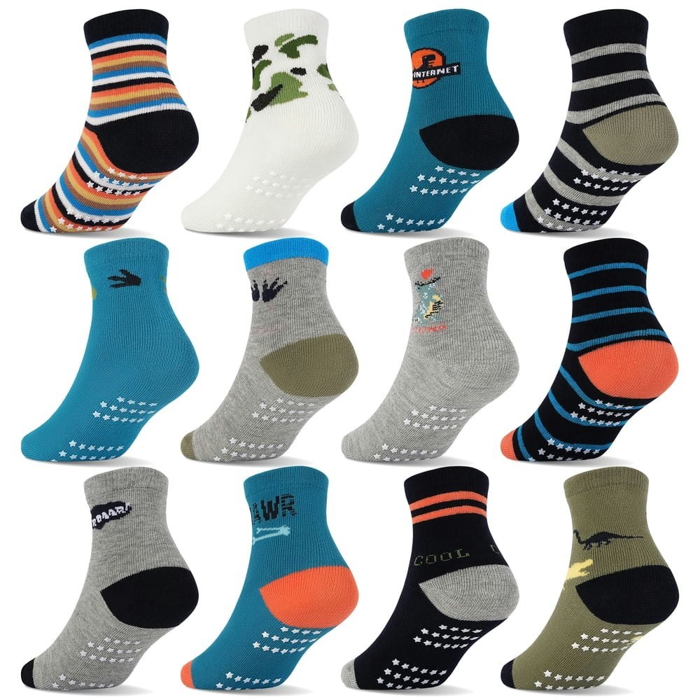Elutong Non-Slip Toddler Crew Socks 12-Pack: $10 Elutong Non-Slip Toddler Crew Socks 12-Pack: $10
