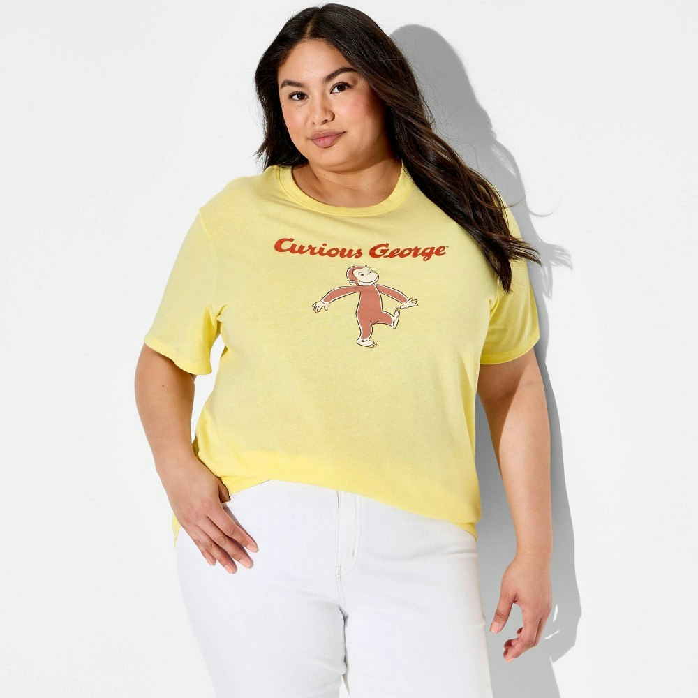 Women's Curious George Short Sleeve Graphic T-Shirt 1X: $12 Women's Curious George Short Sleeve Graphic T-Shirt 1X: $12