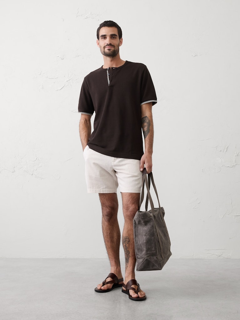 Standard-Fit Textured Tipped Henley: $22 Standard-Fit Textured Tipped Henley: $22