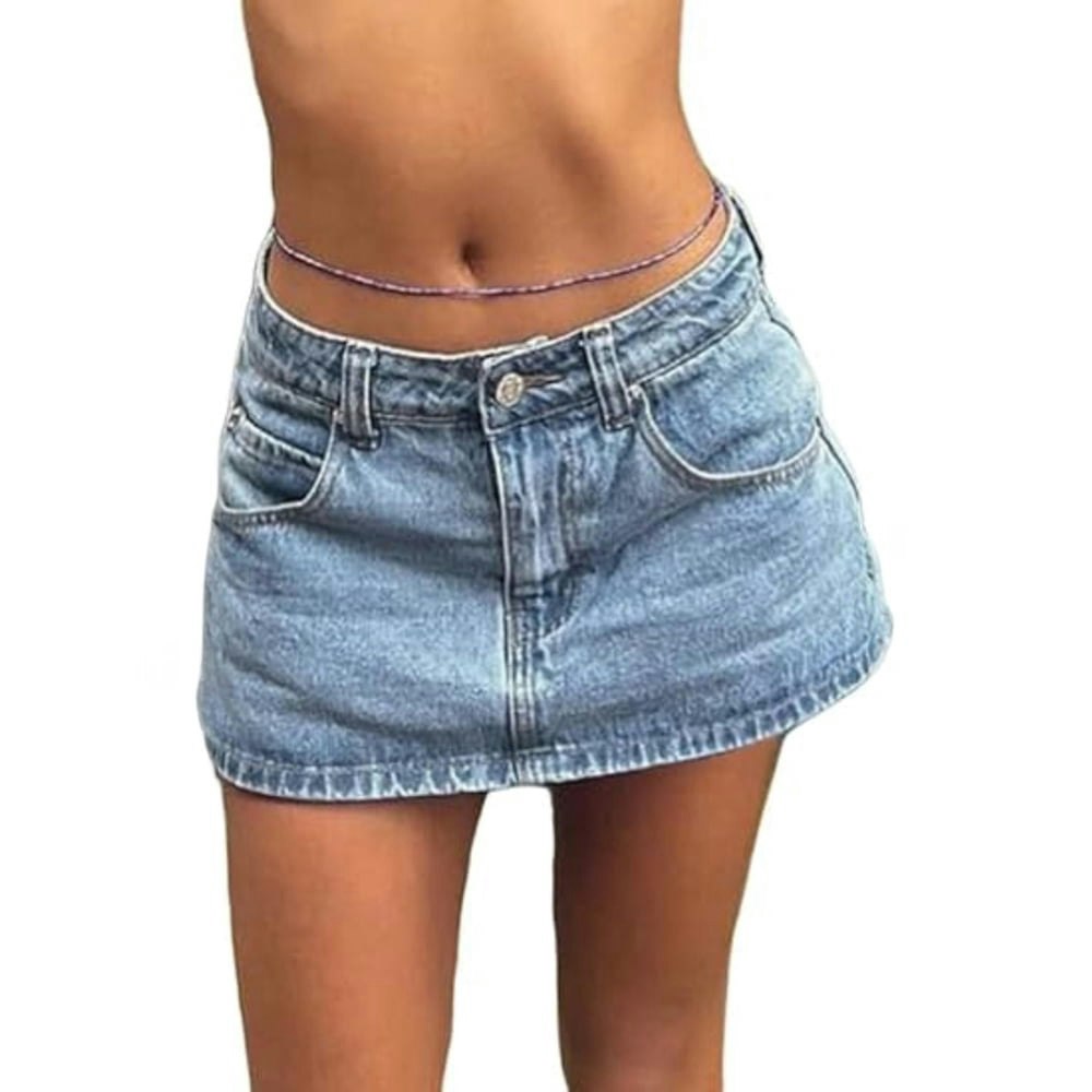 Emmiol Women's Y2K Low-Waist Denim Mini Skirt: $21.95 Emmiol Women's Y2K Low-Waist Denim Mini Skirt: $21.95
