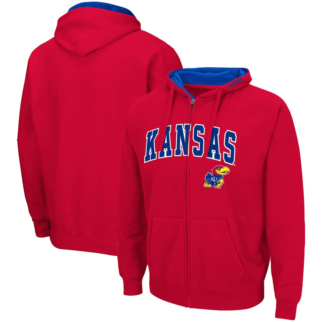 Colosseum Kansas Jayhawks Arch & Logo Full-Zip Hoodie: $32.99