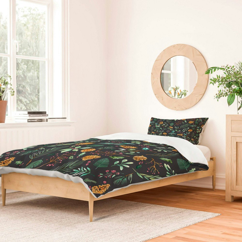 Deny Designs Ninola Christmas Botanical King Duvet Cover Set 3-Piece: $229.99