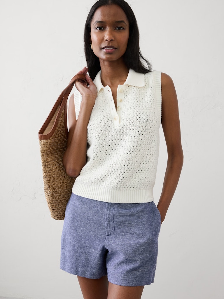 Cotton Crochet Polo Sweater: $42.50 Cotton Crochet Polo Sweater: $42.50