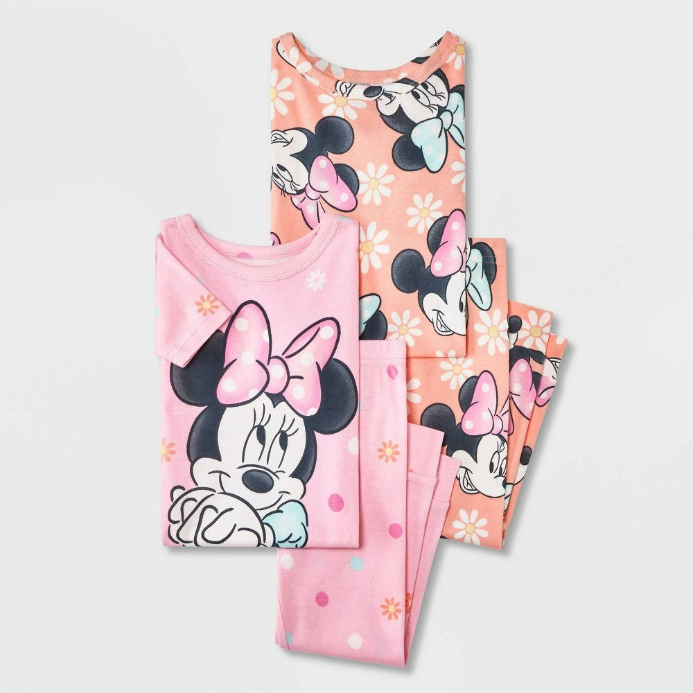 Disney Minnie Mouse Toddler Girls' 4-Piece Cotton Pajama Set 2T: $18