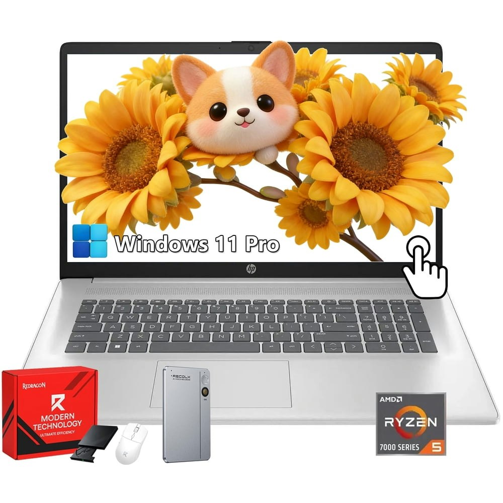 HP 17.3-inch Touchscreen Laptop Ryzen 5 7530U 8GB RAM 512GB SSD Windows 11 Pro: $699.29