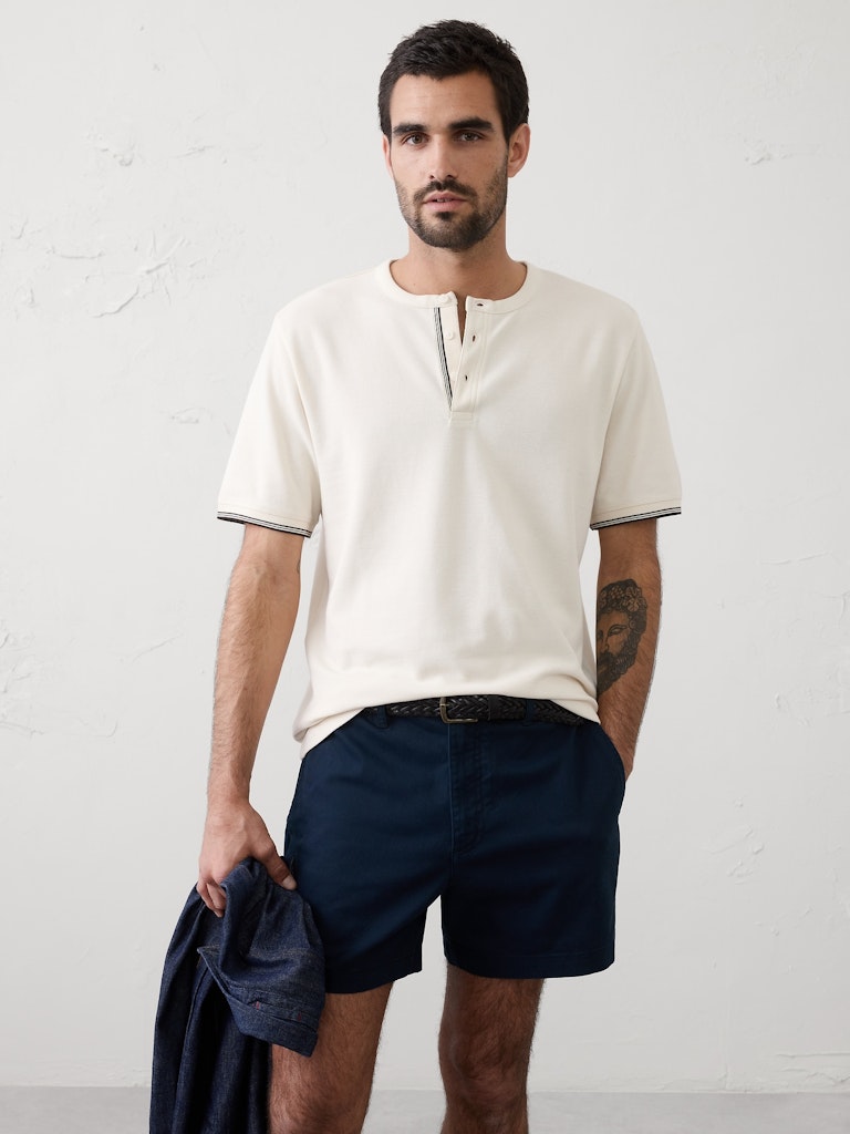 Standard-Fit Textured Tipped Henley: $27.50 Standard-Fit Textured Tipped Henley: $27.50