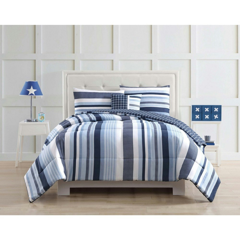 Full Mason Striped Reversible Kids' Comforter 4-Piece Set: $49.99