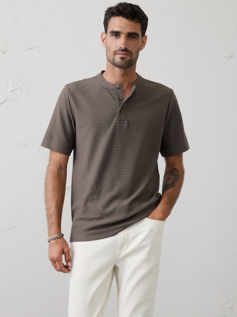 Standard-Fit Textured Henley: $27.50 Standard-Fit Textured Henley: $27.50